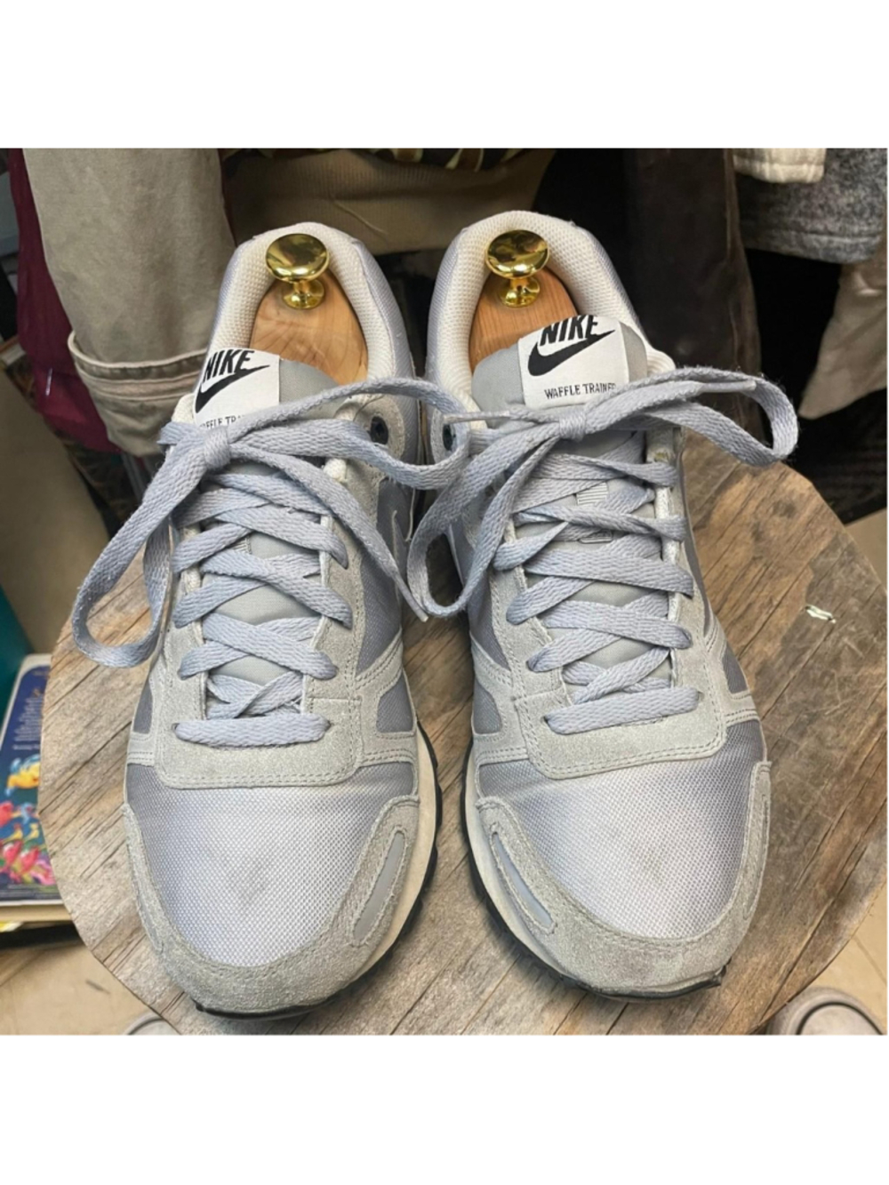 Nike Waffle Racer sneakers in gray & white #waffle #retro